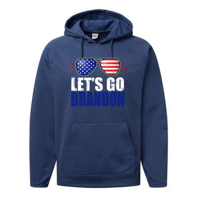 Lets Go Brandon American Flag Aviator Shades FJB Chant Performance Fleece Hoodie