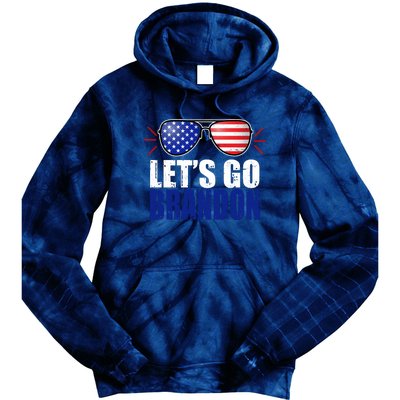 Lets Go Brandon American Flag Aviator Shades FJB Chant Tie Dye Hoodie