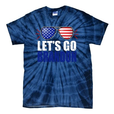 Lets Go Brandon American Flag Aviator Shades FJB Chant Tie-Dye T-Shirt