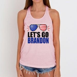 Lets Go Brandon American Flag Aviator Shades FJB Chant Women's Knotted Racerback Tank