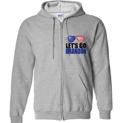 Lets Go Brandon American Flag Aviator Shades FJB Chant Full Zip Hoodie