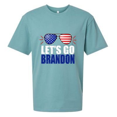 Lets Go Brandon American Flag Aviator Shades FJB Chant Sueded Cloud Jersey T-Shirt