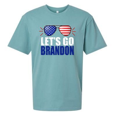 Lets Go Brandon American Flag Aviator Shades FJB Chant Sueded Cloud Jersey T-Shirt