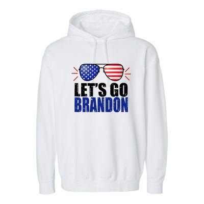 Lets Go Brandon American Flag Aviator Shades FJB Chant Garment-Dyed Fleece Hoodie