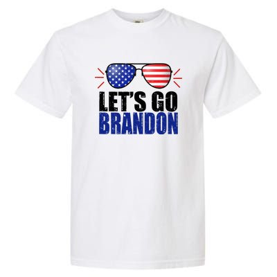 Lets Go Brandon American Flag Aviator Shades FJB Chant Garment-Dyed Heavyweight T-Shirt