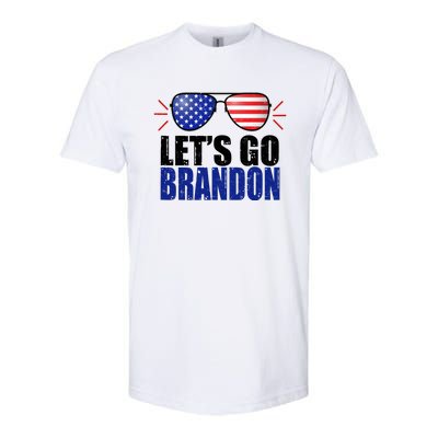 Lets Go Brandon American Flag Aviator Shades FJB Chant Softstyle CVC T-Shirt