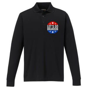 Lets Go Brandon Emblem FJB Chant Performance Long Sleeve Polo