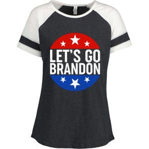 Lets Go Brandon Emblem FJB Chant Enza Ladies Jersey Colorblock Tee