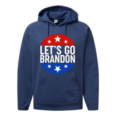 Lets Go Brandon Emblem FJB Chant Performance Fleece Hoodie