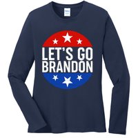 Lets Go Brandon Emblem FJB Chant Ladies Long Sleeve Shirt