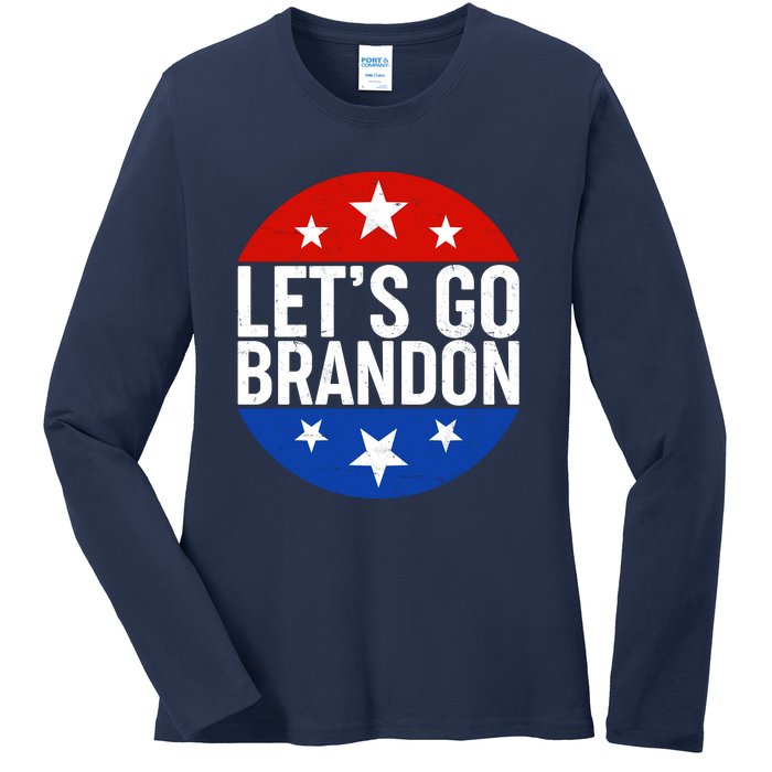 Lets Go Brandon Emblem FJB Chant Ladies Long Sleeve Shirt