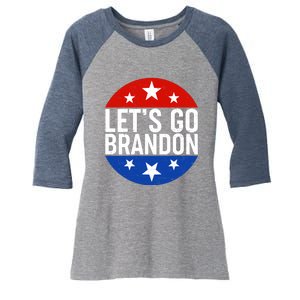 Lets Go Brandon Emblem FJB Chant Women's Tri-Blend 3/4-Sleeve Raglan Shirt