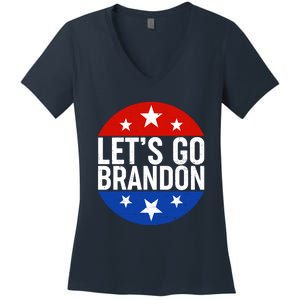 Lets Go Brandon Emblem FJB Chant Women's V-Neck T-Shirt