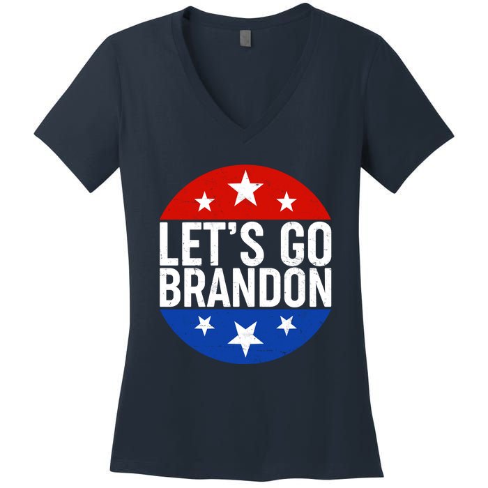 Lets Go Brandon Emblem FJB Chant Women's V-Neck T-Shirt