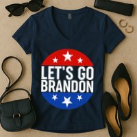 Lets Go Brandon Emblem FJB Chant Women's V-Neck T-Shirt