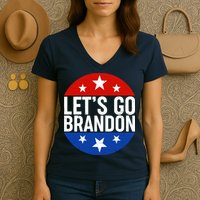 Lets Go Brandon Emblem FJB Chant Women's V-Neck T-Shirt