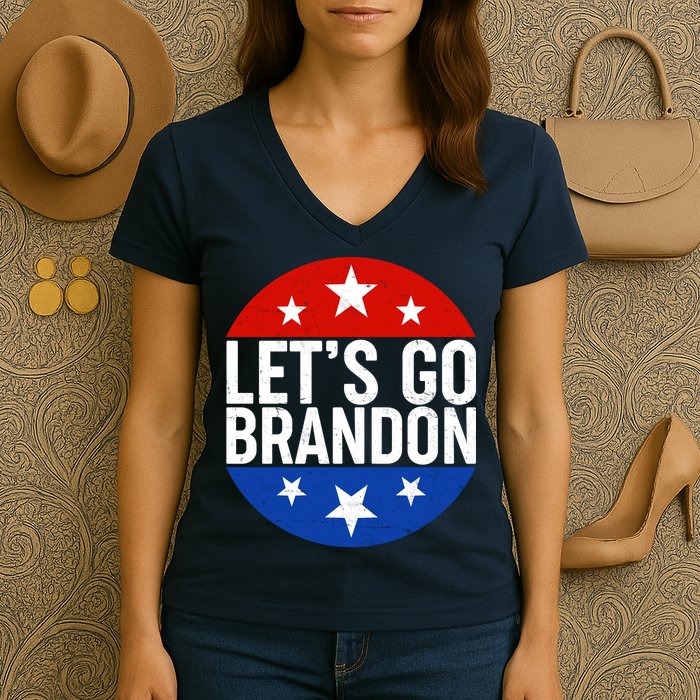 Lets Go Brandon Emblem FJB Chant Women's V-Neck T-Shirt