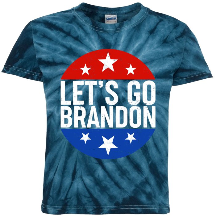 Lets Go Brandon Emblem FJB Chant Kids Tie-Dye T-Shirt