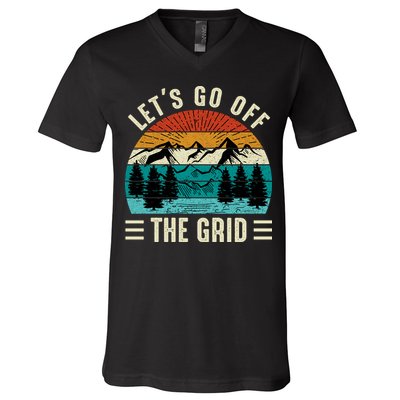Lets Go Off The Grid Hiking V-Neck T-Shirt