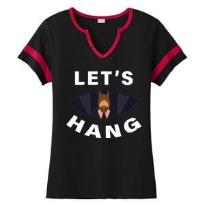 Lets Hang Funny Halloween Bat Ladies Halftime Notch Neck Tee