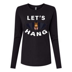 Lets Hang Funny Halloween Bat Womens Cotton Relaxed Long Sleeve T-Shirt