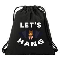 Lets Hang Funny Halloween Bat Drawstring Bag