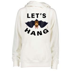 Lets Hang Funny Halloween Bat Womens Funnel Neck Pullover Hood