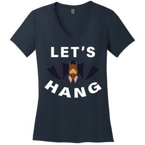 Lets Hang Funny Halloween Bat Women's V-Neck T-Shirt