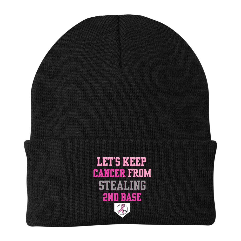 Let's Keep Cancer From Stealing 2nd Base Ribbon Beanie
