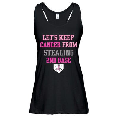 Let's Keep Cancer From Stealing 2nd Base Ribbon Ladies Essential Flowy Tank