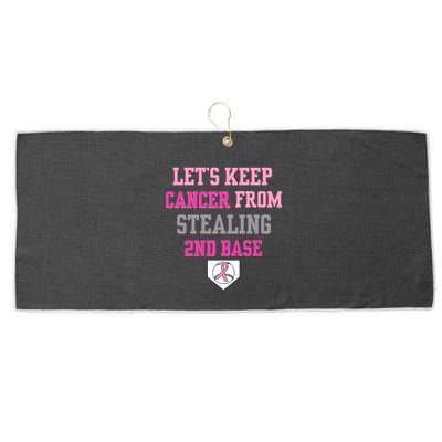 Let's Keep Cancer From Stealing 2nd Base Ribbon Large Microfiber Waffle Golf Towel