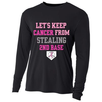 Let's Keep Cancer From Stealing 2nd Base Ribbon Cooling Performance Long Sleeve Crew