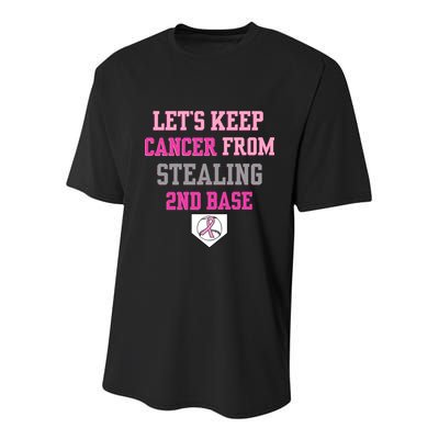 Let's Keep Cancer From Stealing 2nd Base Ribbon Youth Performance Sprint T-Shirt