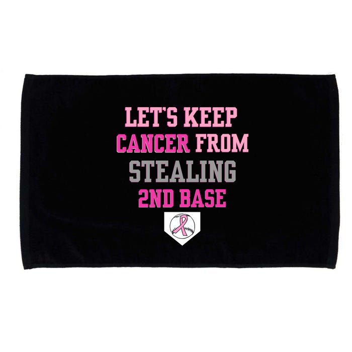 Let's Keep Cancer From Stealing 2nd Base Ribbon Microfiber Hand Towel