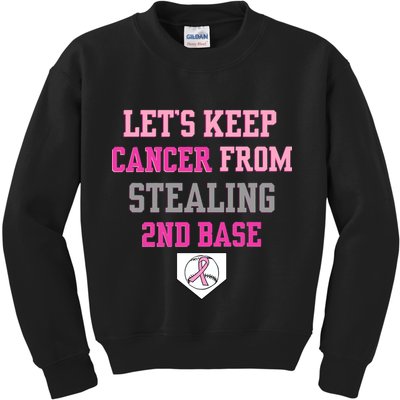 Let's Keep Cancer From Stealing 2nd Base Ribbon Kids Sweatshirt