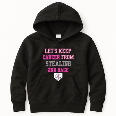 Let's Keep Cancer From Stealing 2nd Base Ribbon Kids Hoodie