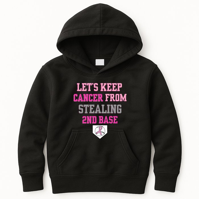 Let's Keep Cancer From Stealing 2nd Base Ribbon Kids Hoodie