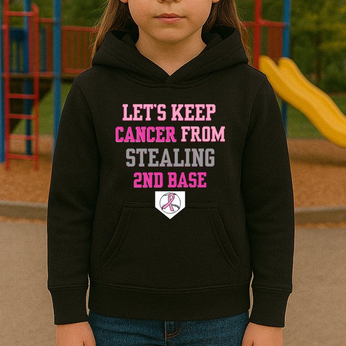 Let's Keep Cancer From Stealing 2nd Base Ribbon Kids Hoodie