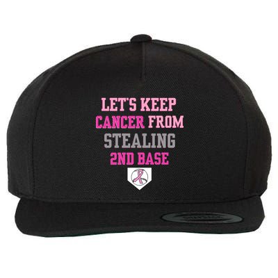 Let's Keep Cancer From Stealing 2nd Base Ribbon Wool Snapback Cap