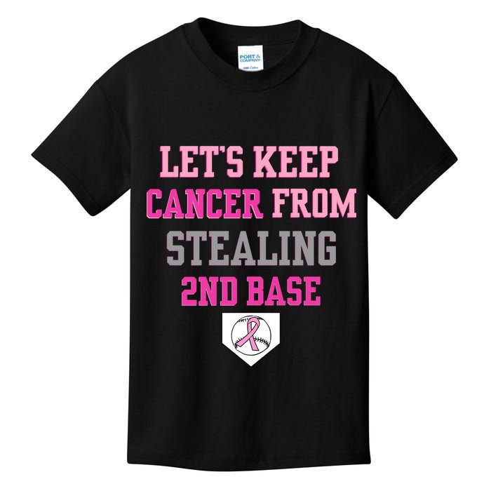 Let's Keep Cancer From Stealing 2nd Base Ribbon Kids T-Shirt