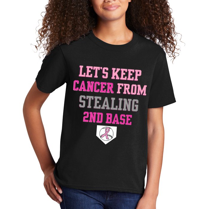 Let's Keep Cancer From Stealing 2nd Base Ribbon Kids T-Shirt