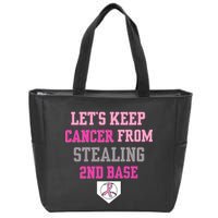 Let's Keep Cancer From Stealing 2nd Base Ribbon Zip Tote Bag
