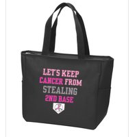 Let's Keep Cancer From Stealing 2nd Base Ribbon Zip Tote Bag