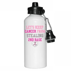 Let's Keep Cancer From Stealing 2nd Base Ribbon Aluminum Water Bottle 