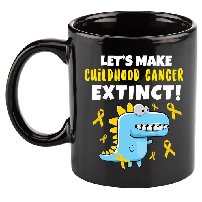 Lets Make Childhood Cancer Extinct Dinosaur 11oz C Handle Ceramic Mug