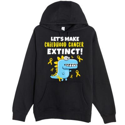 Lets Make Childhood Cancer Extinct Dinosaur Premium Pullover Hoodie