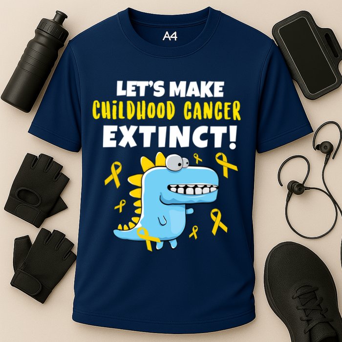 Lets Make Childhood Cancer Extinct Dinosaur Cooling Performance Crew T-Shirt
