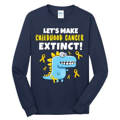 Lets Make Childhood Cancer Extinct Dinosaur Tall Long Sleeve T-Shirt