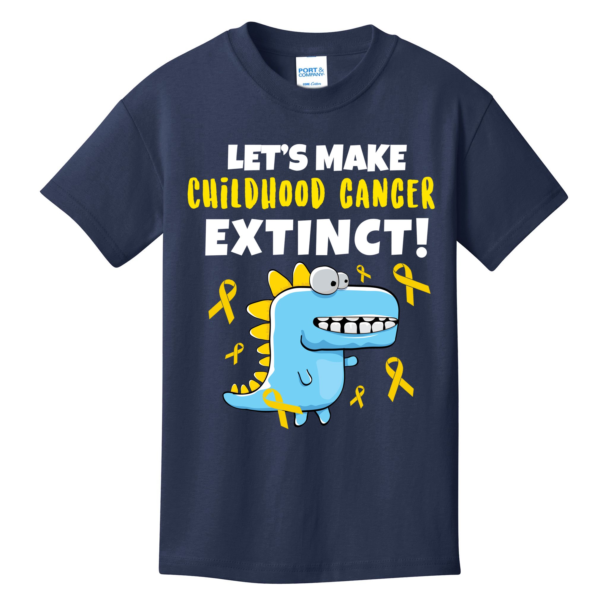 Lets Make Childhood Cancer Extinct Dinosaur Kids T-Shirt