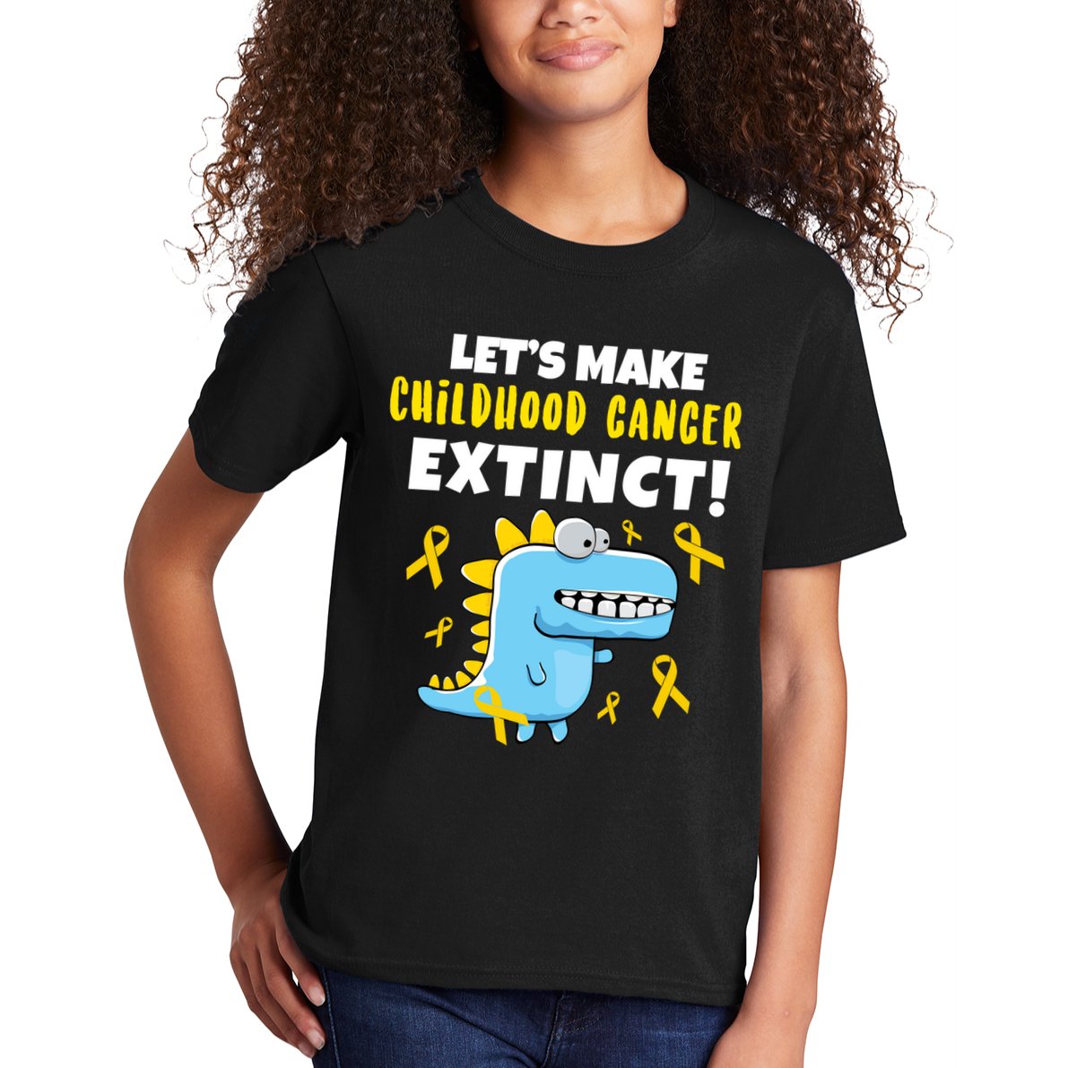 Lets Make Childhood Cancer Extinct Dinosaur Kids T-Shirt